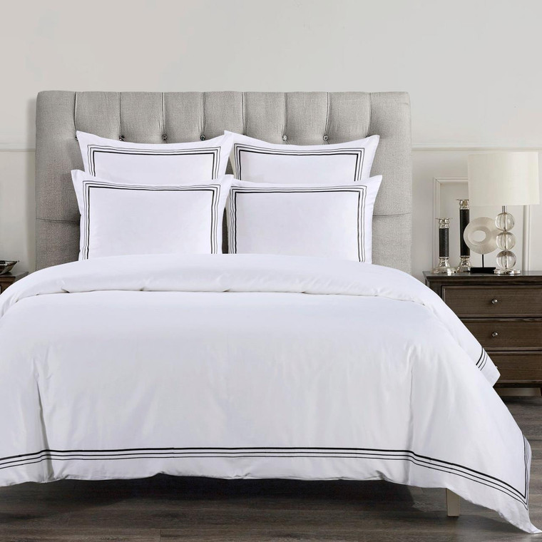 Embroidered Border Black Bedding Collection -