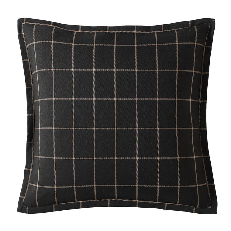 Windowpane Plaid Black Euro Sham - 840118822787