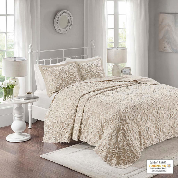 Sabrina 3 piece Tufted Cotton  bedspread  set - 086569337030