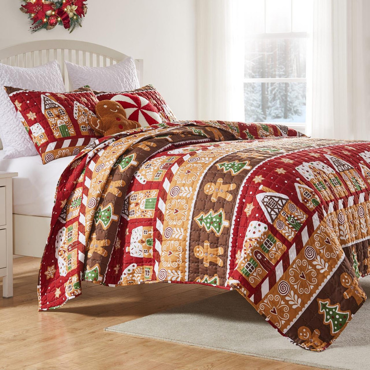 Gingerbread Lane Red Quilt Collection -