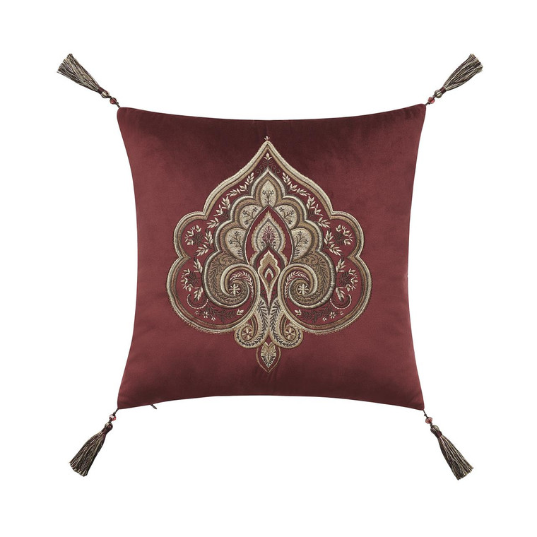 Calistoga Crimson 18" Square Embellished Pillow - 193842152041