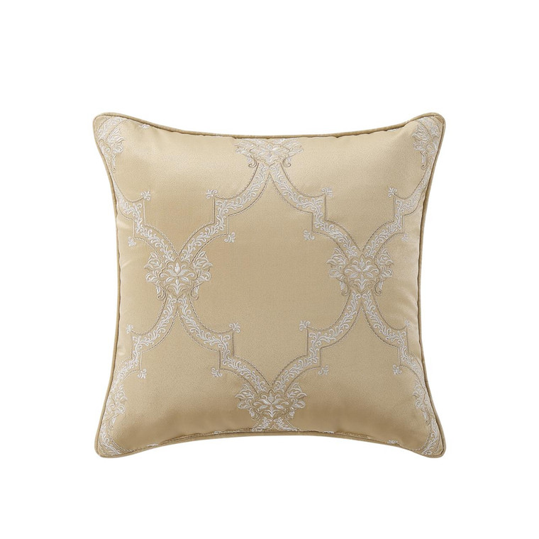Sondra Gold 20" Square Embellished Square Pillow - 193842151433