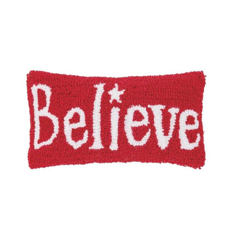 Believe  Hooked Christmas Pillow - 00824682047
