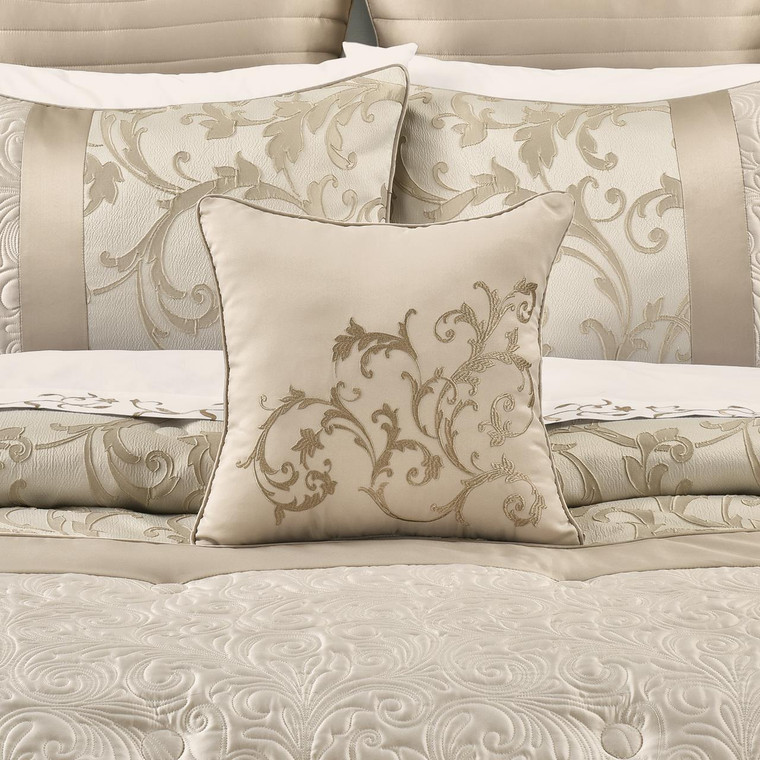 Spectra Taupe 16" Square Embellished Pillow - 193842161791
