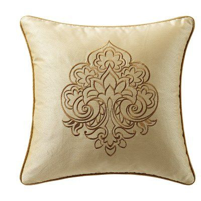 Waterford Russell Gold Embroidered 18" Square Pillow