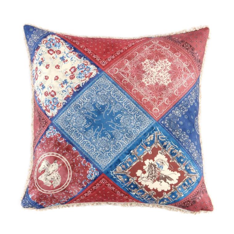 Patchwork Bandana Teddy-Backed Pillow - 840118832960