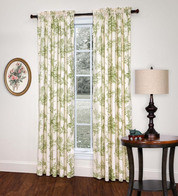 Bouvier Green Lined Rod Pocket Curtain Pair - 013864145251