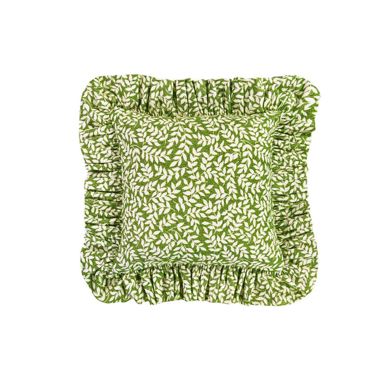 Bouvier Green Ruffled Square Pillow - 013864145190