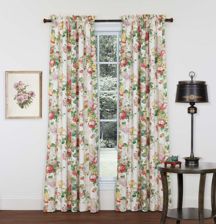 Cottage Rose Lined Rod Pocket Curtain Pair - 013864146791