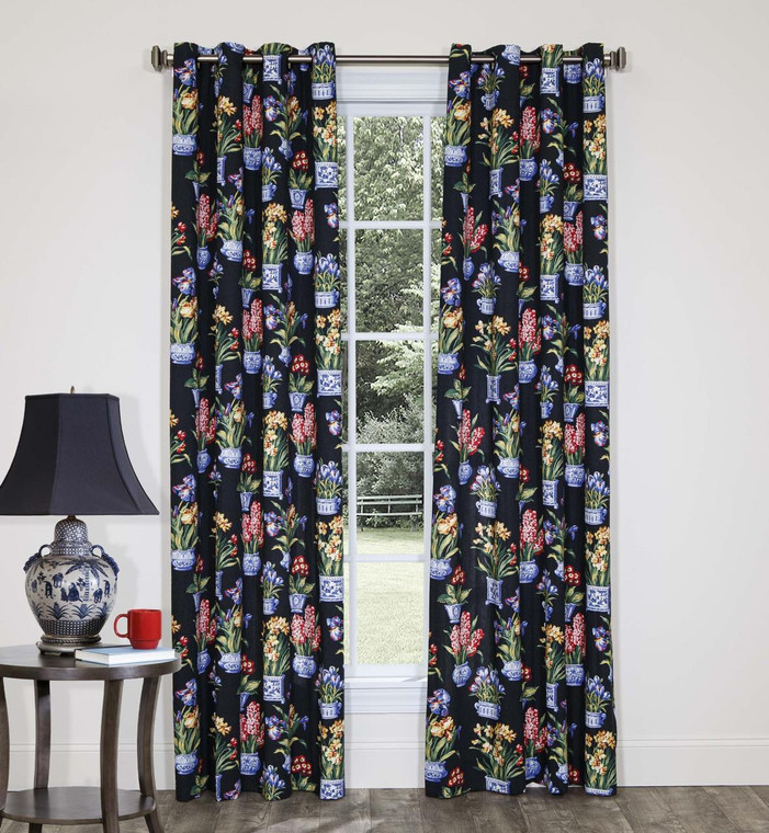 Melanie Black Grommet Top Curtain Pair - 013864139519