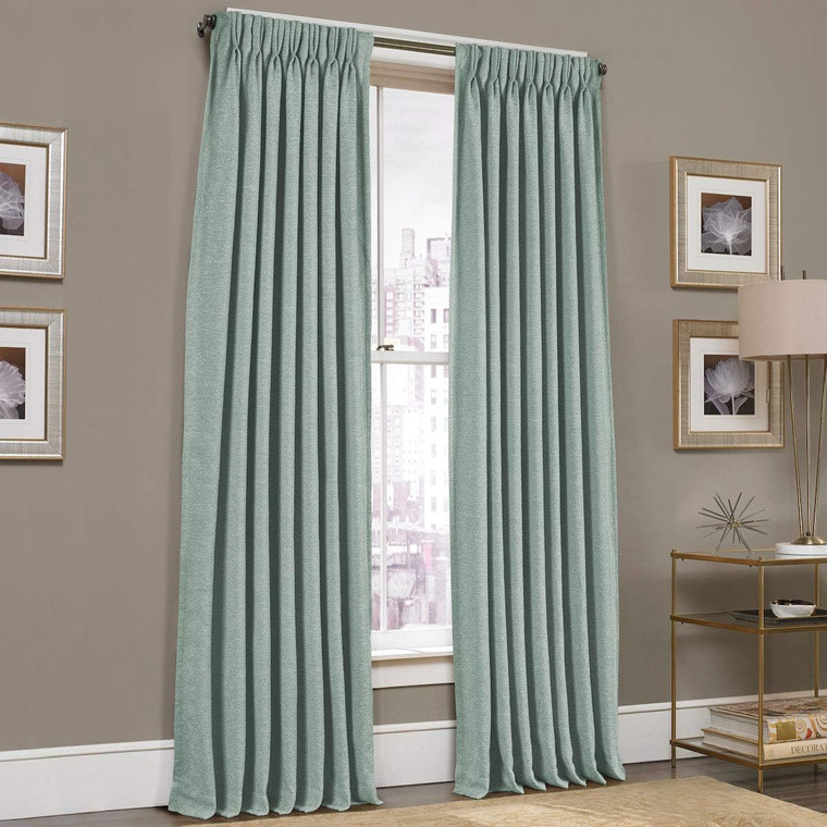 JQueen Tuscany Aqua 63"L x 25"W Pinch Pleat Panel