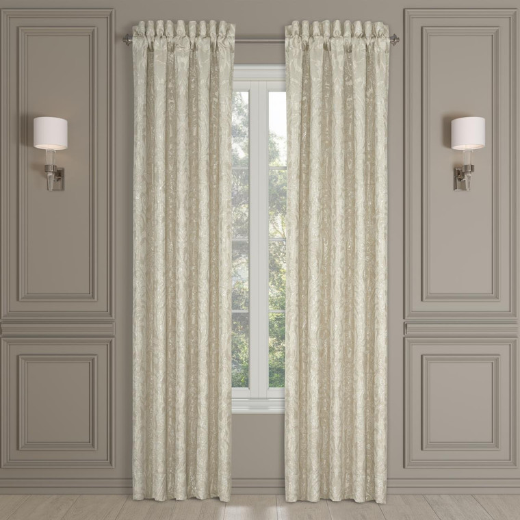 Celine Champagne Lined Rod Pocket Curtain Pair  100W x 84L - 193842160404