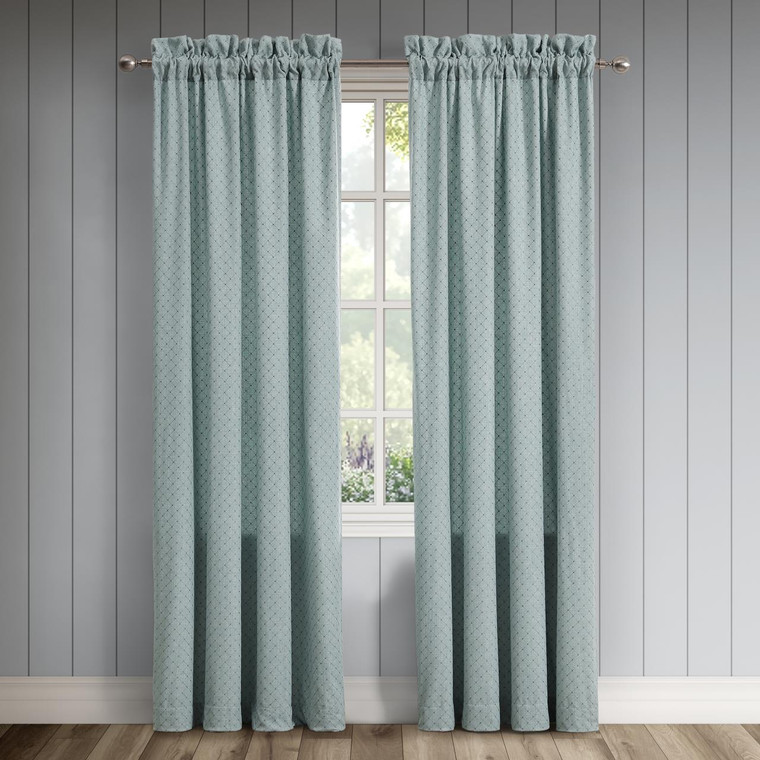 Blossom View Teal Lined Rod Pocket Curtain Pair - 193842164426