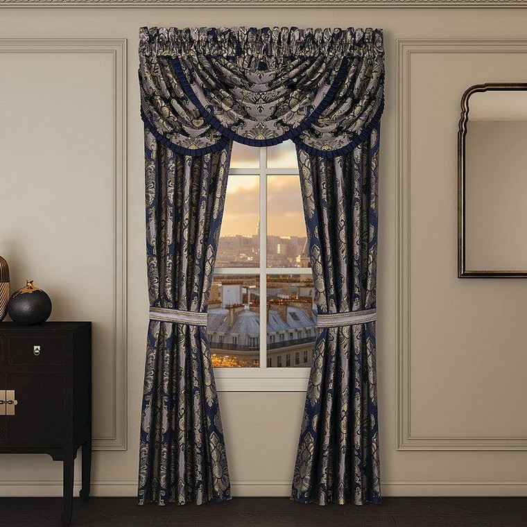 Bradley Navy Lined Rod Pocket Curtain Pair - 193842163238