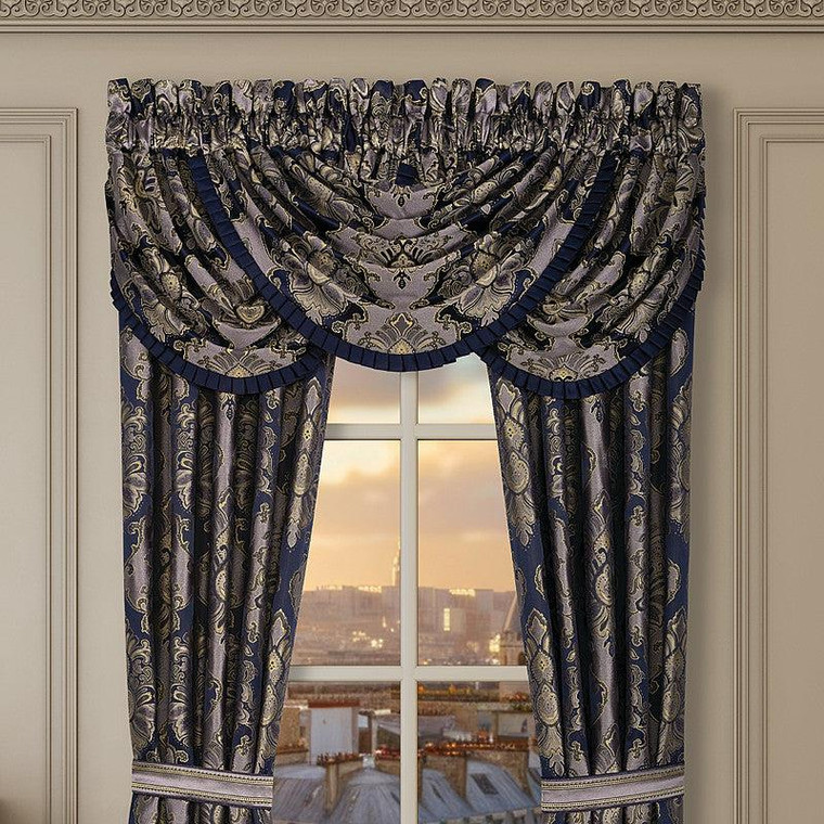 Bradley Navy Waterfall Valance - 193842163306