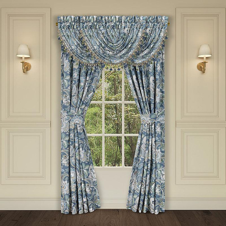 Michaela Prussian Navy Lined Rod Pocket Curtain Pair - 193842163054