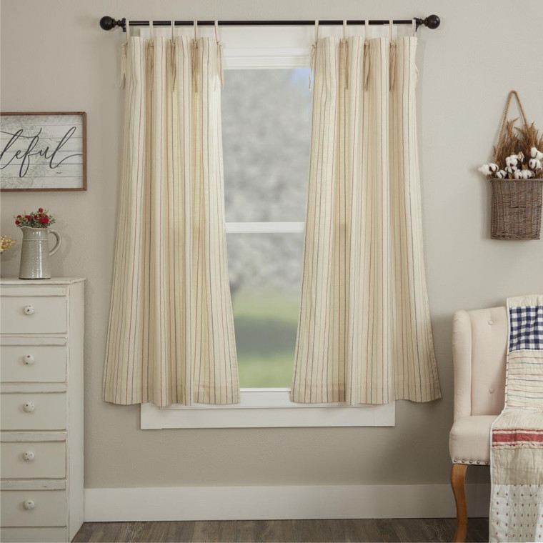 Betsy Stripe Tie Top Short Curtain Pair - 840233903767