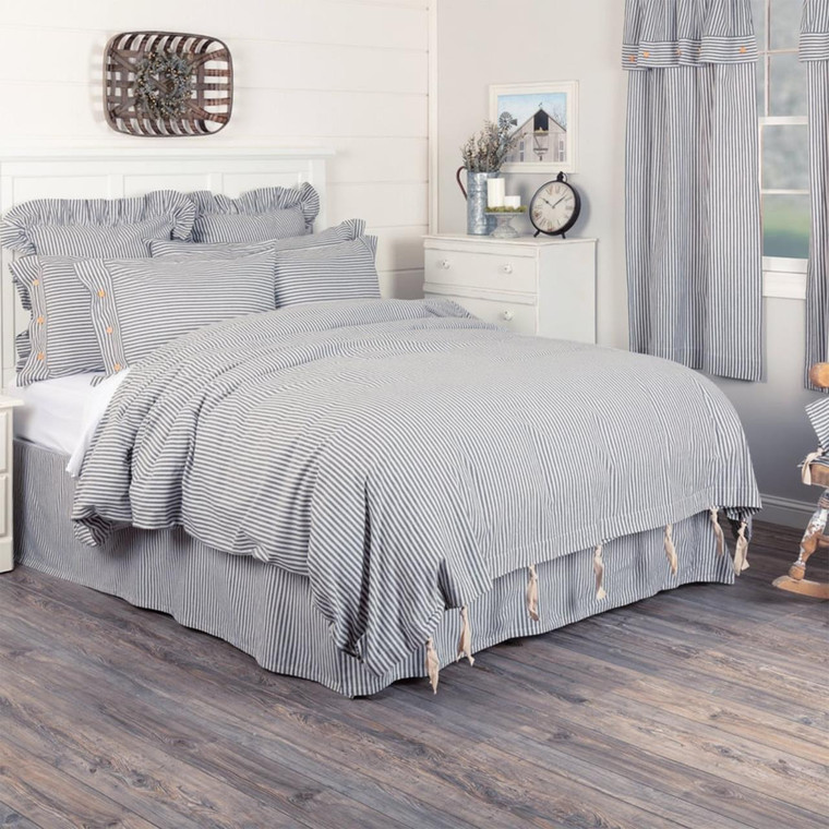 Farmhouse Ticking Blue Duvet Cover - 840528172328