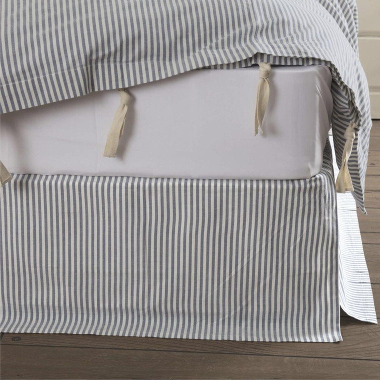 Farmhouse Ticking Blue Bed Skirt - 840528172359