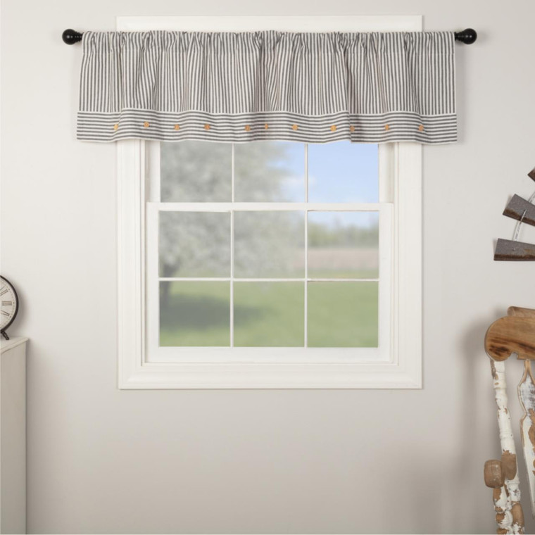 Farmhouse Ticking Gray Valance - 840528187902
