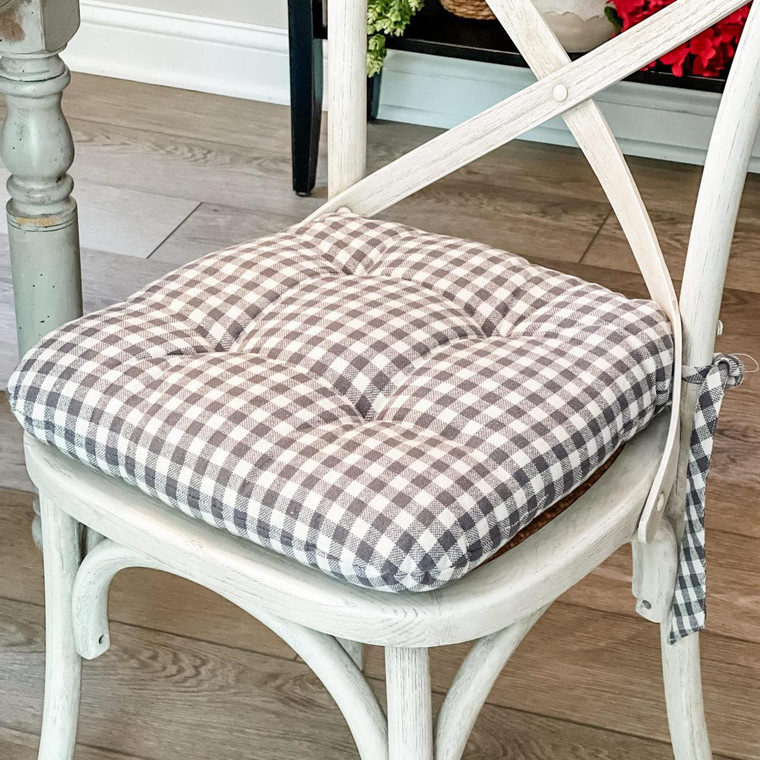 Gray Gables Check Chair Pad - 840233907406
