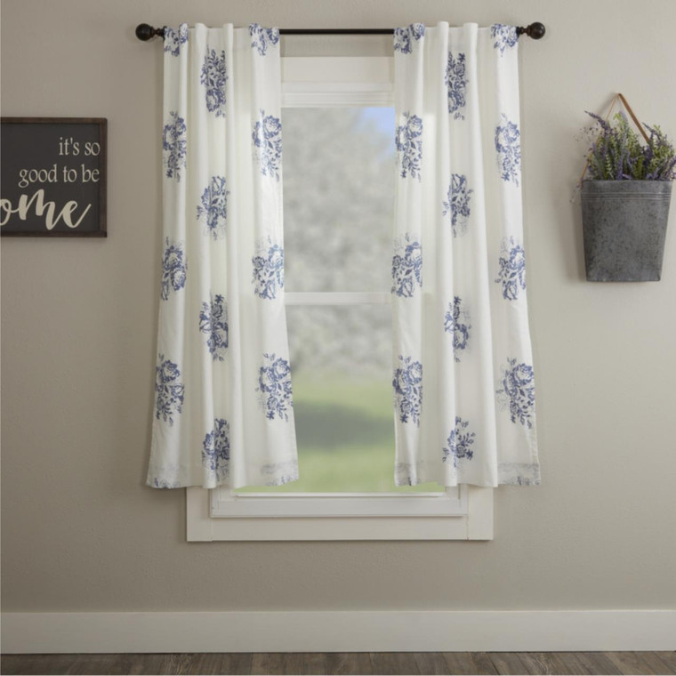Lydia Blue Short Curtain Pair - 840233903019