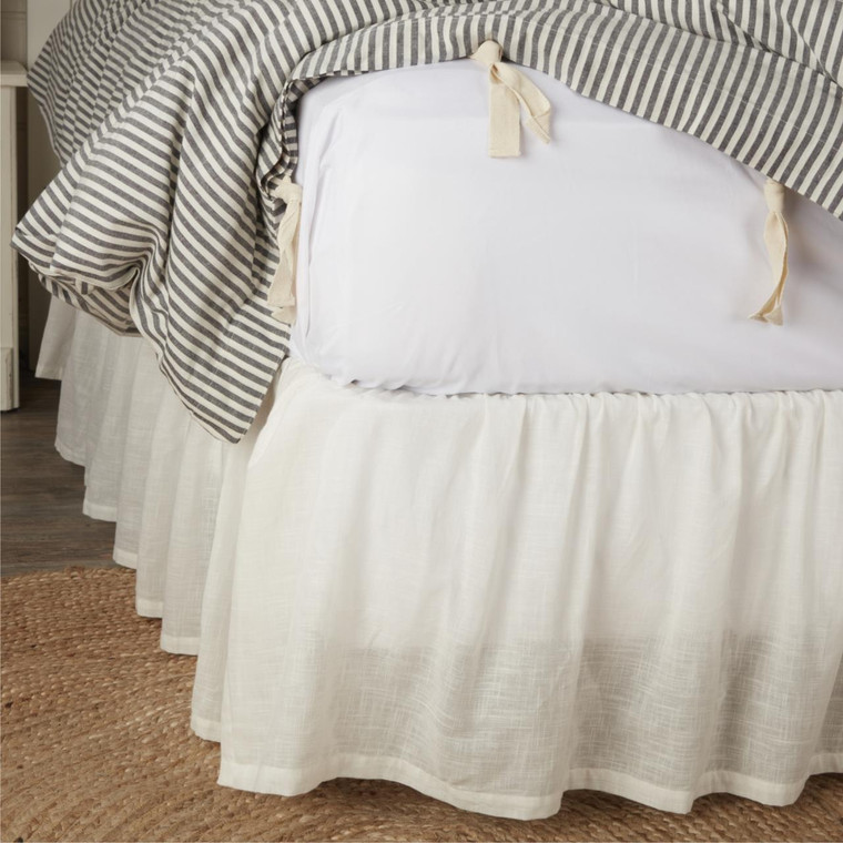 Antique Muslin White Bed Skirt - 840528198717