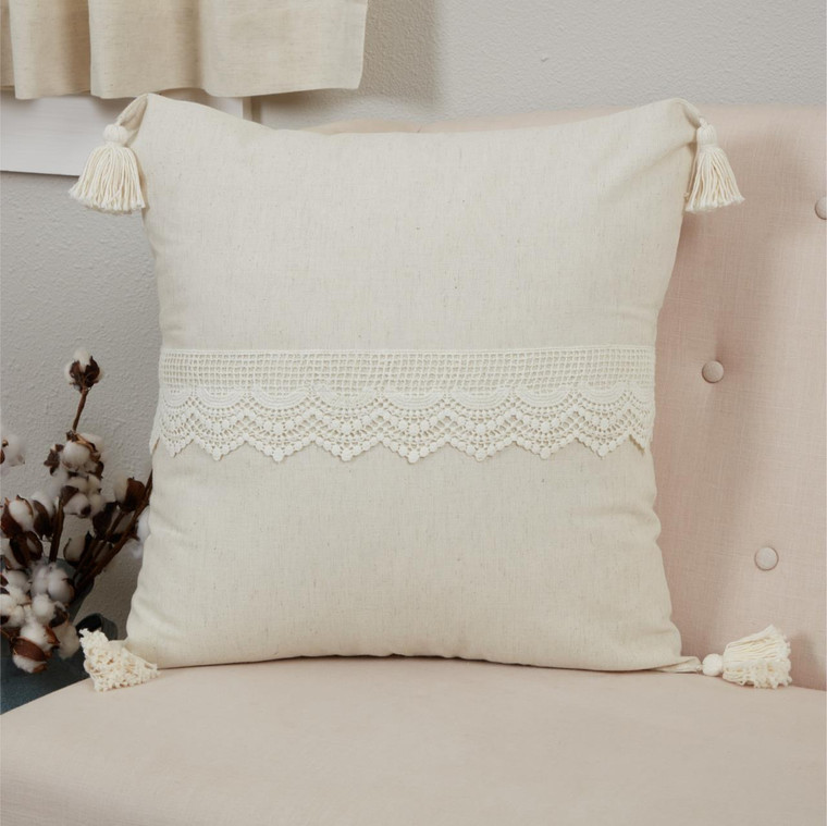 Flax and Lace Pillow Cover - 810055897179