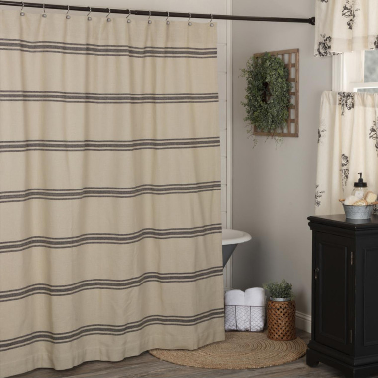 Mill House Stripe Black Shower Curtain - 840528196706