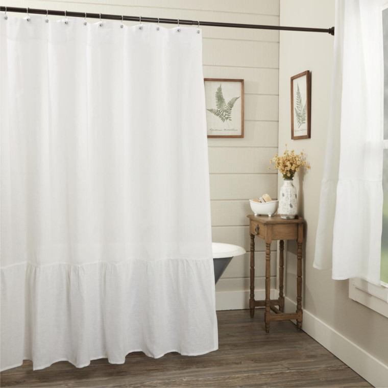 Provincial Linen White Shower Curtain - 840233901640