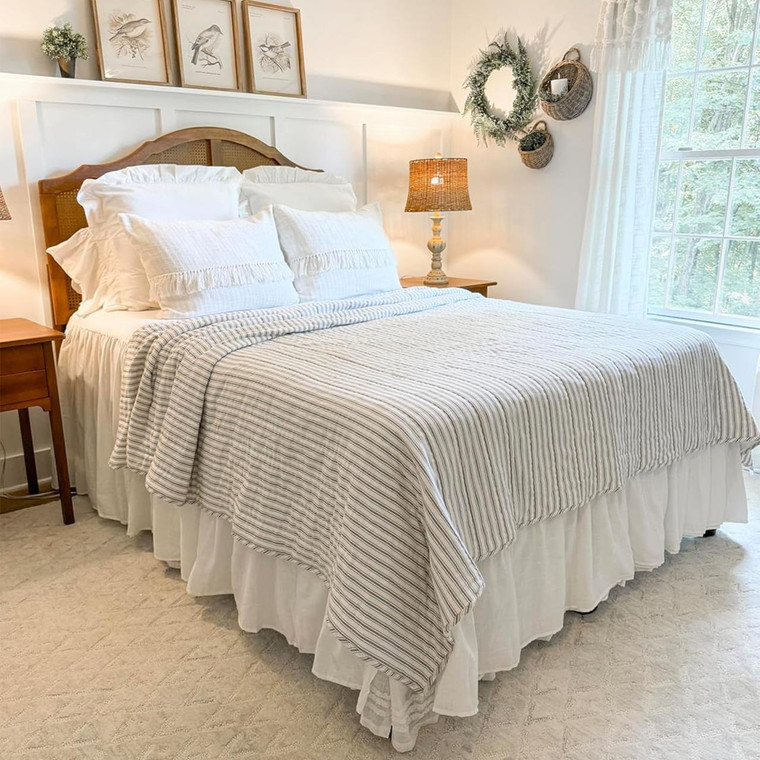 Timeless Ticking Gray Quilt - 840233937847