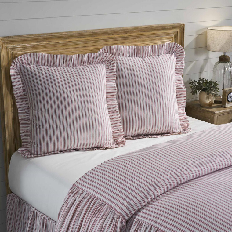 Timeless Ticking Red Ruffled Euro Sham - 840233912196