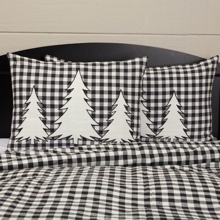 Vintage Check Black Tree Pillow Sham - 840233901015