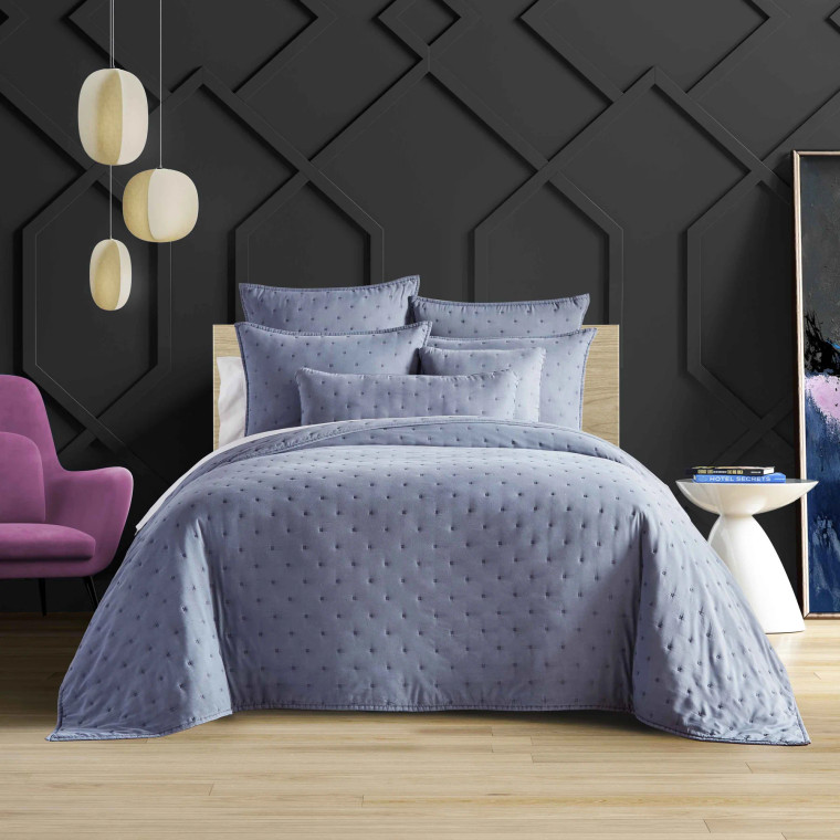 J Queen New York Vesper Slate Blue Full/Queen Quilt Set