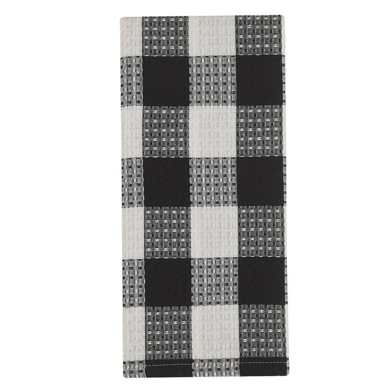Wicklow Black & Cream Check Waffle Dishtowel - 762242021419