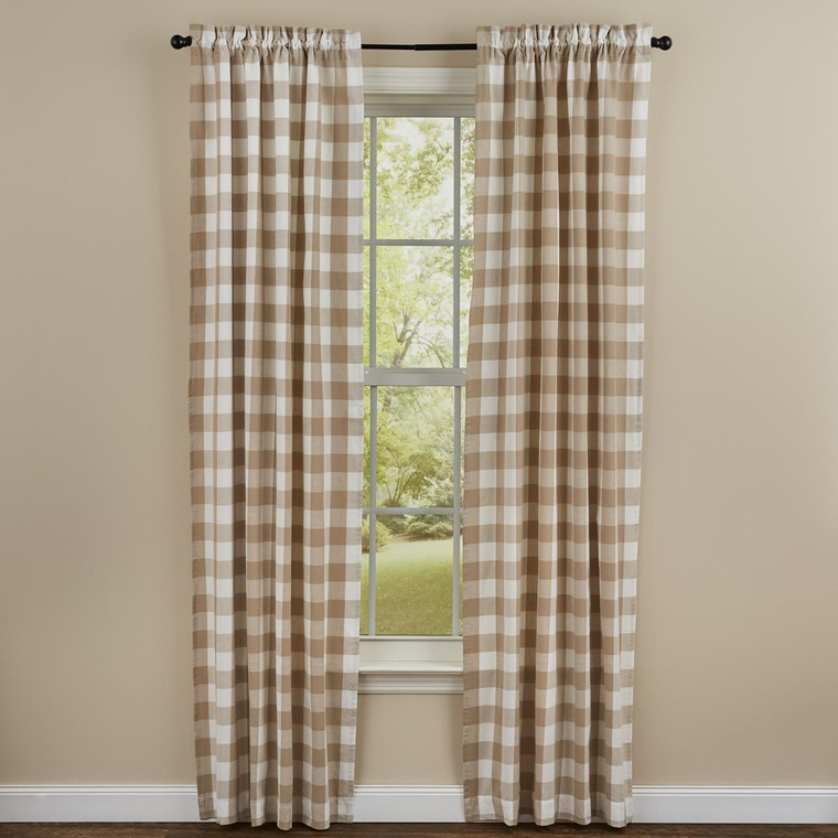 Wicklow Natural Check Curtains and Valances - 762242015210