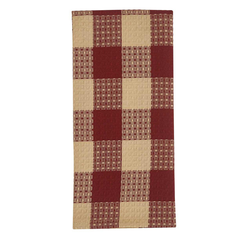 Wicklow Garnet Check Waffle Dishtowel - 762242021457