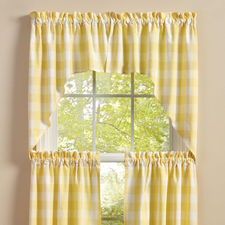 Wicklow Yellow Check Curtains and Valances - 762242036628