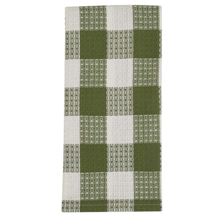 Wicklow Sage Check Waffle Dishtowel - 762242021488