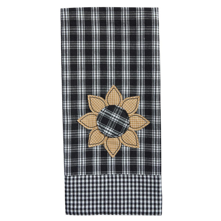Stafford Sunflower Black & Cream Dishtowel - 762242070899