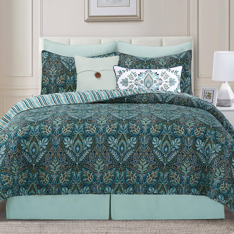 Bailey Blue Quilt Set - 008246716877