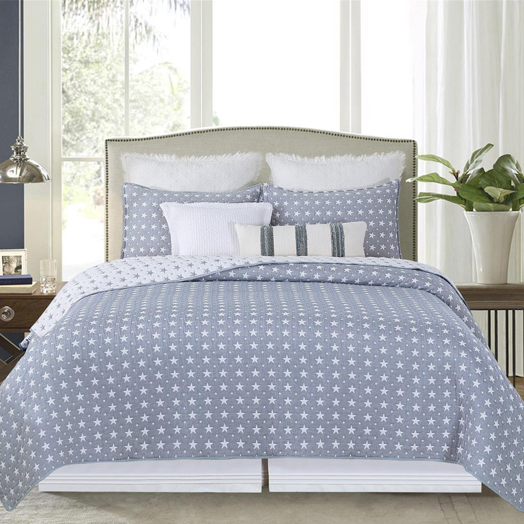 Chambray Star Coverlet Set - 008246719946