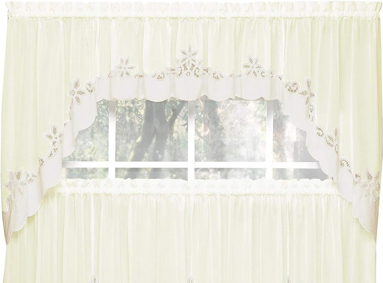 Samantha Café Embroidered Curtain Collection - 647506018155