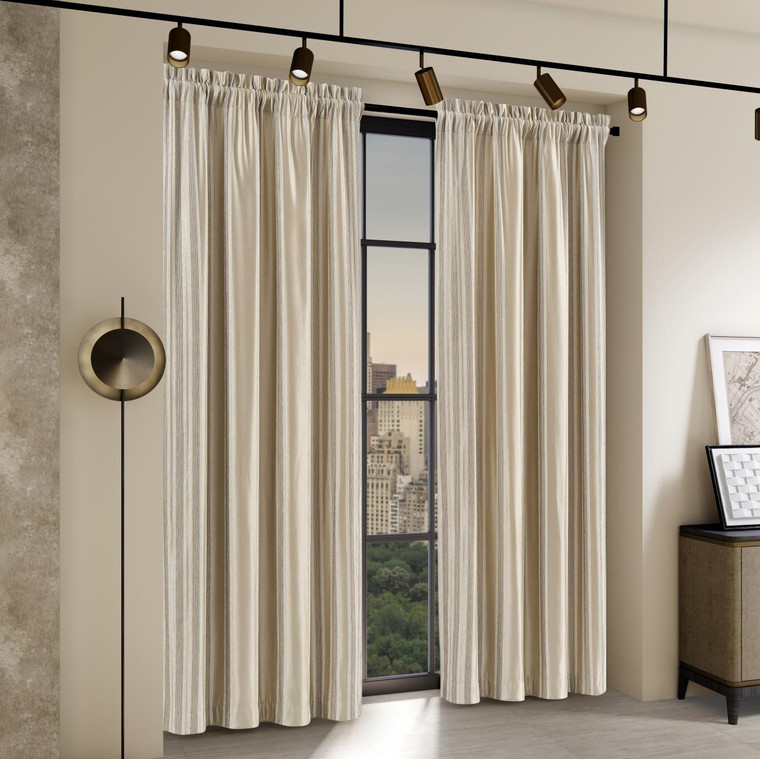 Avenue Almond Lined Rod Pocket Curtain Pair - 193842168479