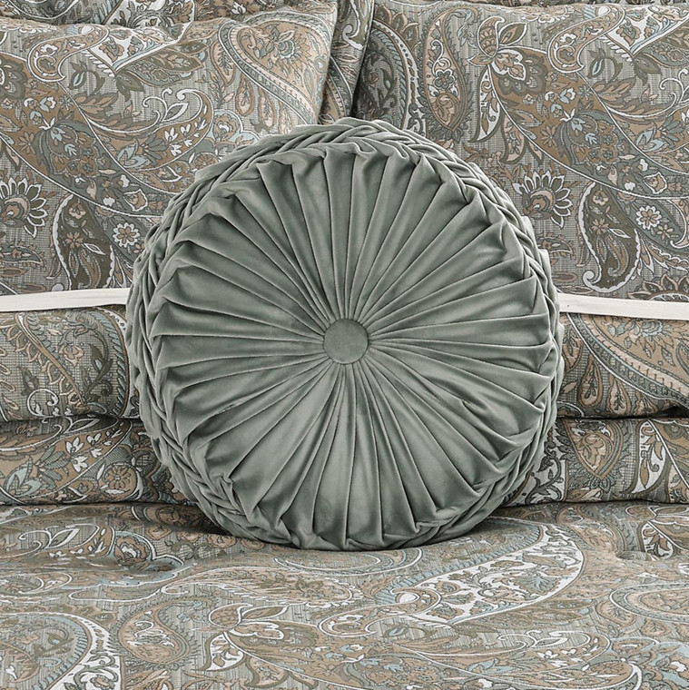 Raine Aqua Tufted Round Pillow - 193842168776