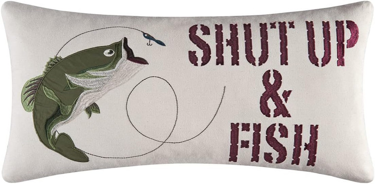 C&F Home Shut Up & Fish Embroidered Pillow