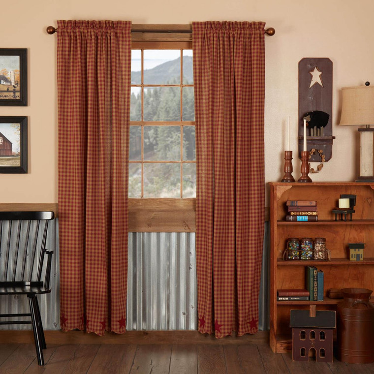 Burgundy Star Curtains - 840528111105