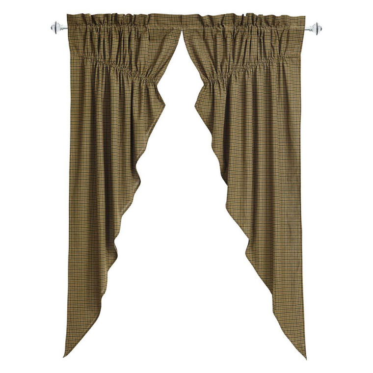 Tea Cabin Green Plaid Prairie Curtain Set - 841985011984