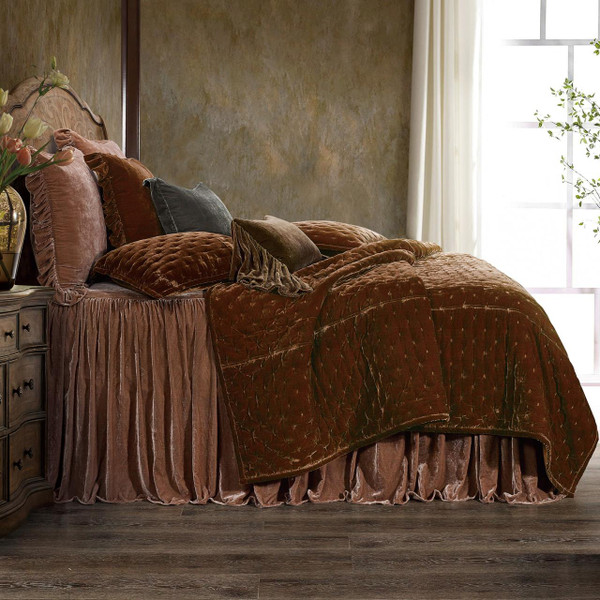 スカート She Tokyo Betty Velvet Quilt 34 Stella Copper Brown Silk Velvet Quilt by HiEnd Accents | Paul's