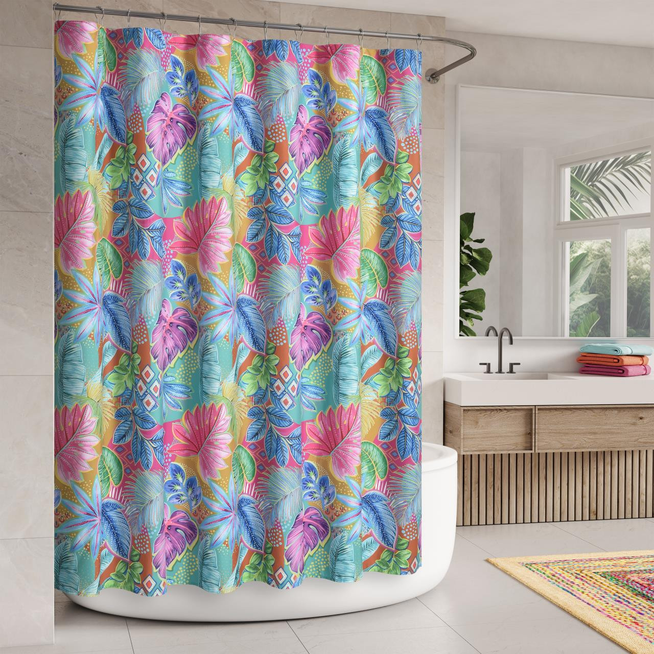 Hanalei Turquoise Shower Curtain, image size:1280x1280